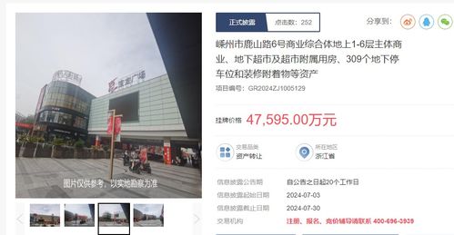 紹興嵊州寶龍廣場商業綜合體掛牌轉讓，掛牌價4.7億元